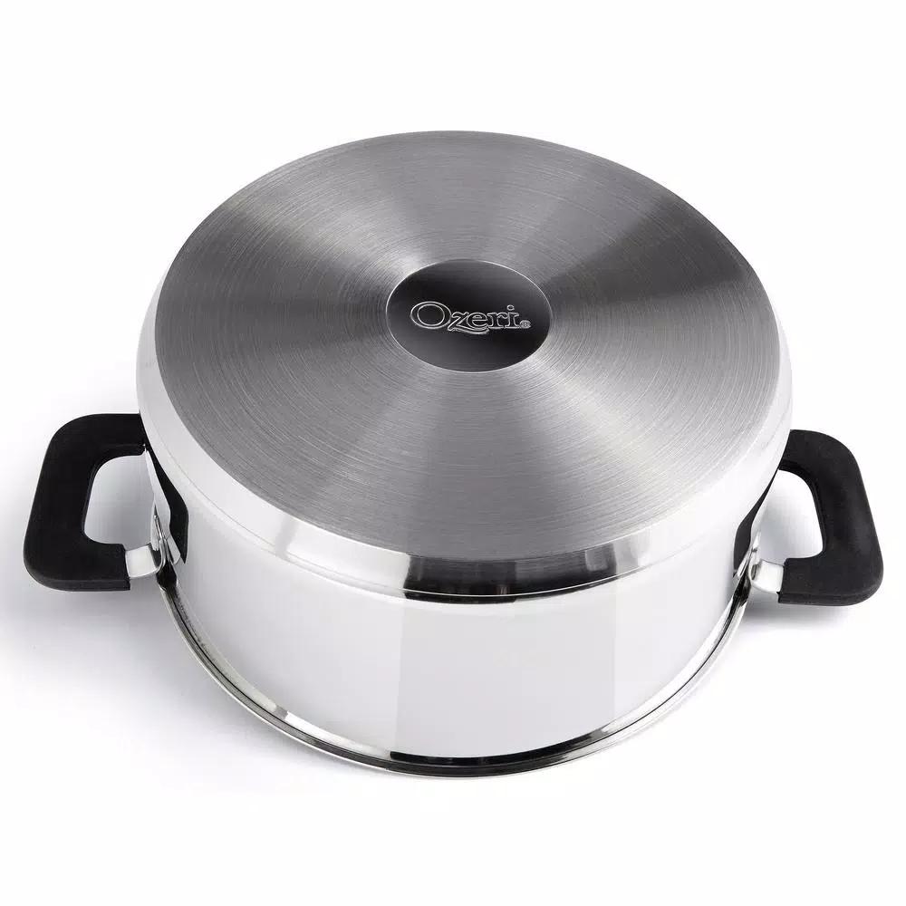 Ozeri 6-Piece Stainless Steel Induction Cookware Set with Patent-Pending Hands-Free Straining Glass Lids