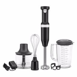 KitchenAid Cordless Variable Speed Hand Blender with Chopper and Whisk Attachments, Black Matte thumbnail 3