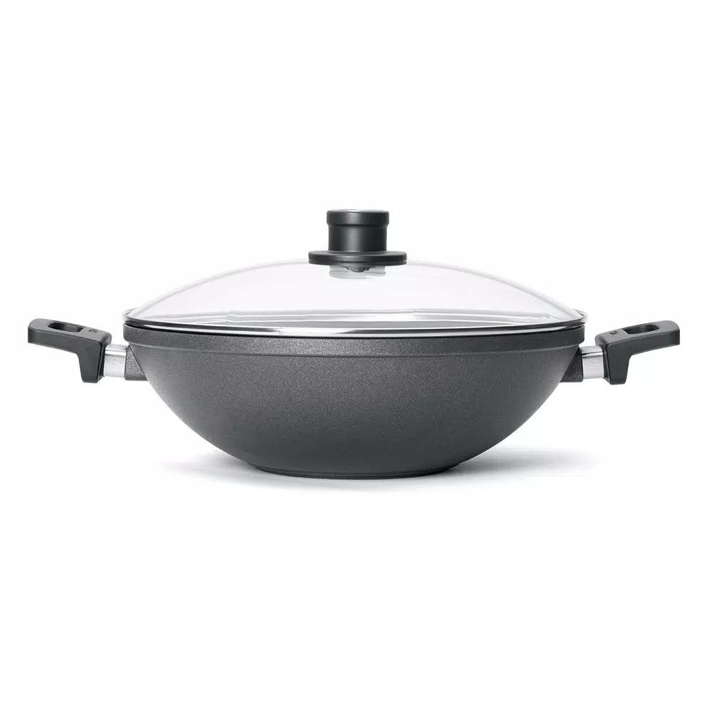 Frieling Woll Nowo 12.5 in. Titanium Reinforced Nonstick Cast Aluminum Wok with Glass Lid