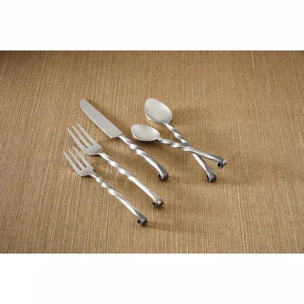Park Designs Anderson 5-Piece Flatware Set, 18/8 Stainless Steel with Copper Accents, Service for 1
