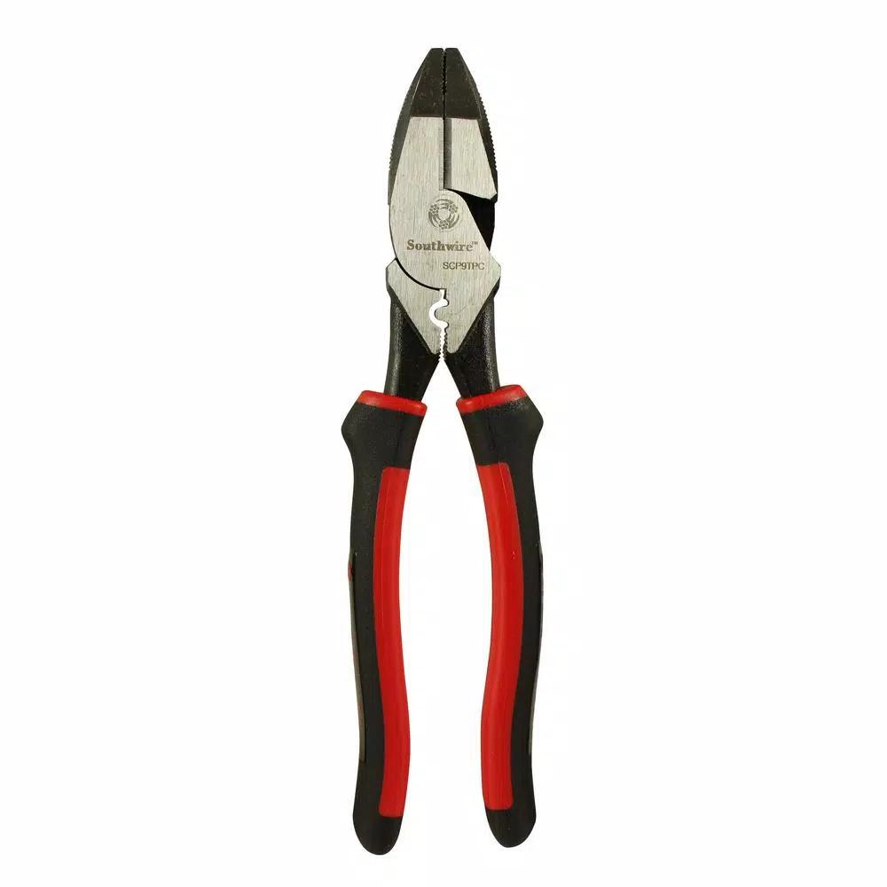 Southwire 9 in. Hi-Leverage Side Cutting Pliers with Crimp Die and Fish Tape Puller