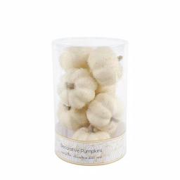 Flora Bunda 8-Piece Cream White Beaded Mini Pumpkin Set - Fall Harvest Indoor Tabletop Decor thumbnail 1