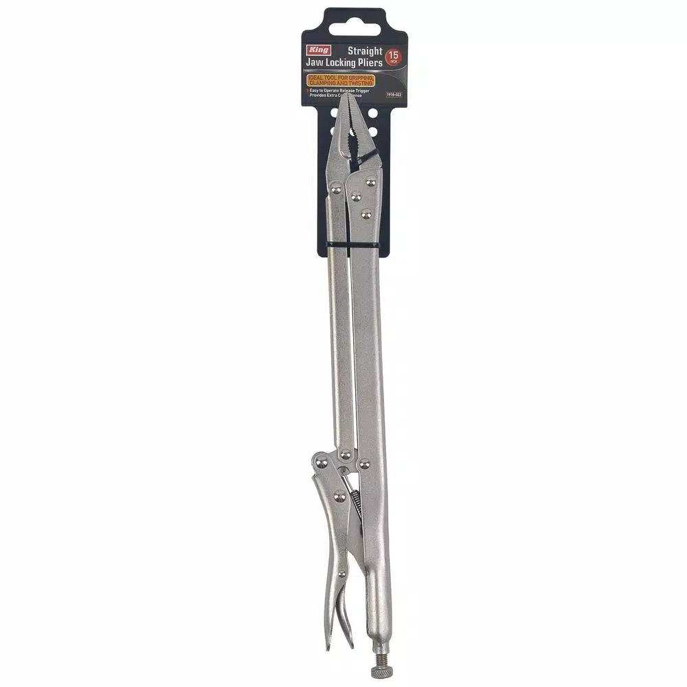 KING 15 in. Extended Reach Straight Jaw Locking Pliers, Carbon Steel