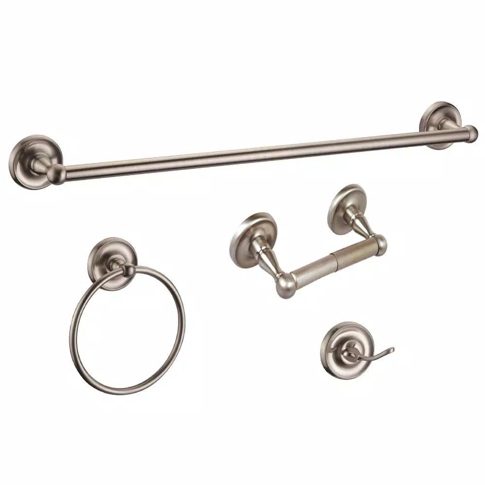 Design House San Martin 4-Piece Bathroom Hardware Accessory Kit, Satin Nickel