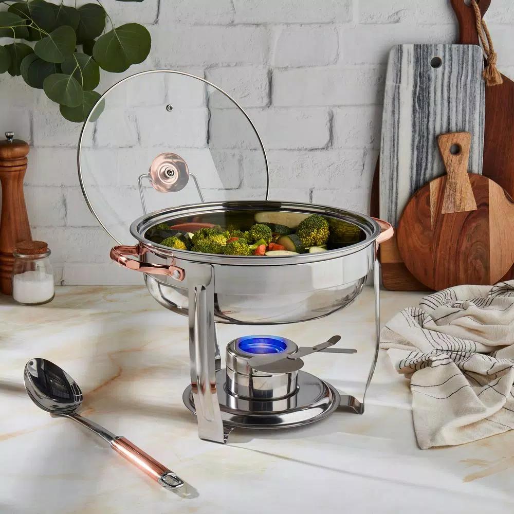 Unbranded Celebrations 4 Qt. Stainless Steel Round Chafing Dish, 8-Piece Set