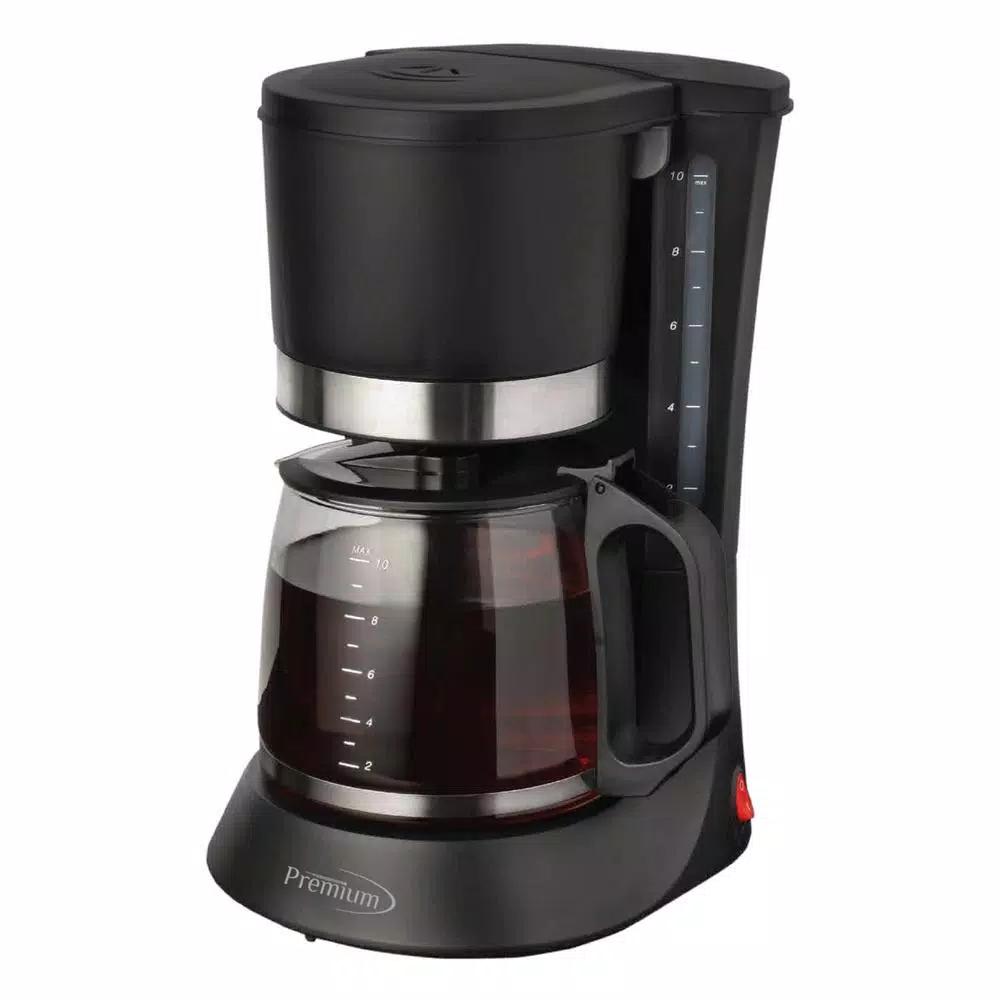 PREMIUM 10-Cup Drip Coffee Maker with Glass Carafe and Pause to Pour Function, Black