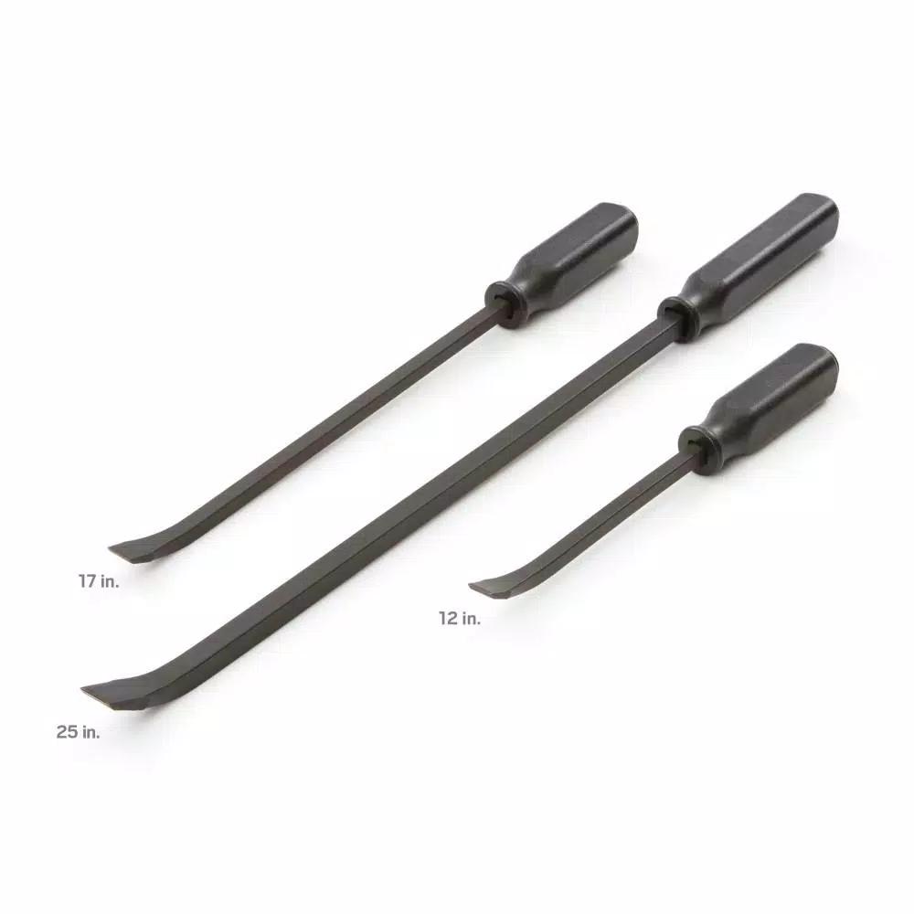 TEKTON 3-Piece Angled Tip Handled Pry Bar Set, 12 in., 17 in., and 25 in.