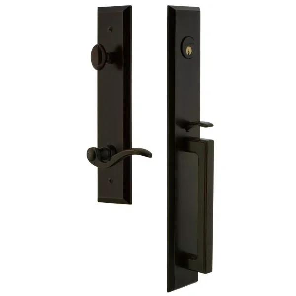 Grandeur Fifth Avenue Timeless Bronze 1-Piece Door Handleset with D Grip and Bellagio Lever
