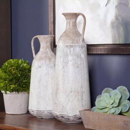 Winsome House 2-Piece White Metal Roma Pitcher Vase Set - Distressed Shabby Chic Urn Style thumbnail 9