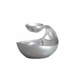 Nambe Wei Young Scoop 7 in. Alloy Mini Server - Contemporary Silver Serving Bowl thumbnail 1