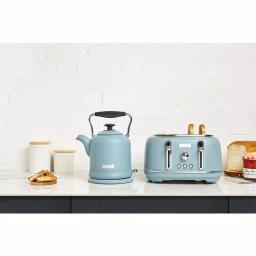 Haden Highclere 4-Slice Wide Slot Retro Toaster, Pool Blue thumbnail 7