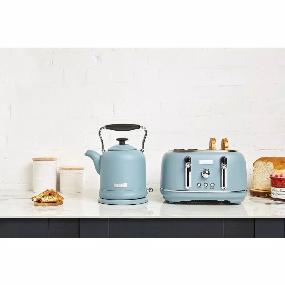 Haden Highclere 4-Slice Wide Slot Retro Toaster, Pool Blue