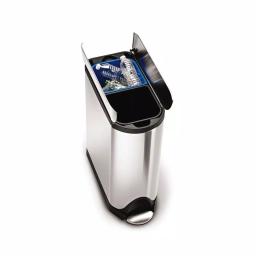 simplehuman 40L Butterfly Step-On Recycling Trash Can, Brushed Stainless Steel thumbnail 4