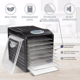 Ivation Stainless Steel Food Dehydrator Machine with 9 Trays, 600W Digital Timer & Temperature Control thumbnail 6