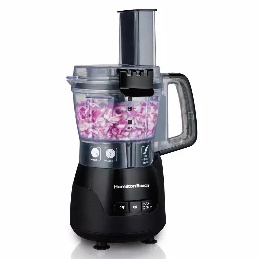 Hamilton Beach Stack & Snap 4-Cup Compact Food Processor, 5-Speed, Black