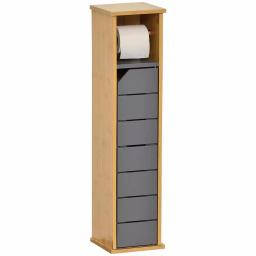 Unbranded Noumea 2-in-1 Wood Toilet Paper Holder and Floor Storage Cabinet - Gray/Brown thumbnail 1