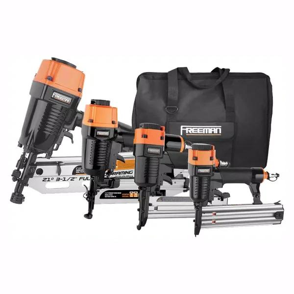Freeman 4-Piece Pneumatic Framing and Finish Nailer Combo Kit with Canvas Bag and Fasteners
