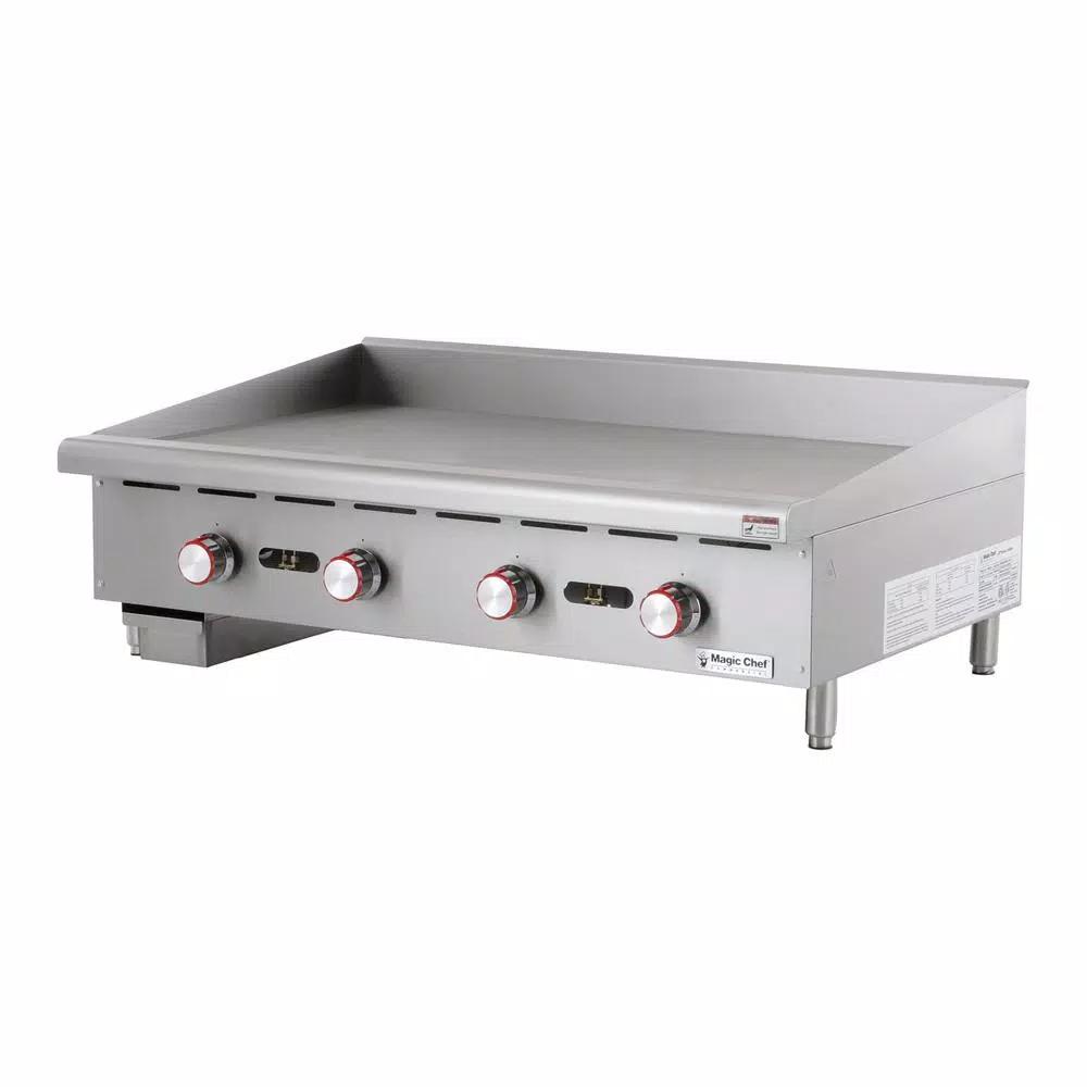 Magic Chef 48 in. Natural Gas Commercial Countertop Griddle, Stainless Steel