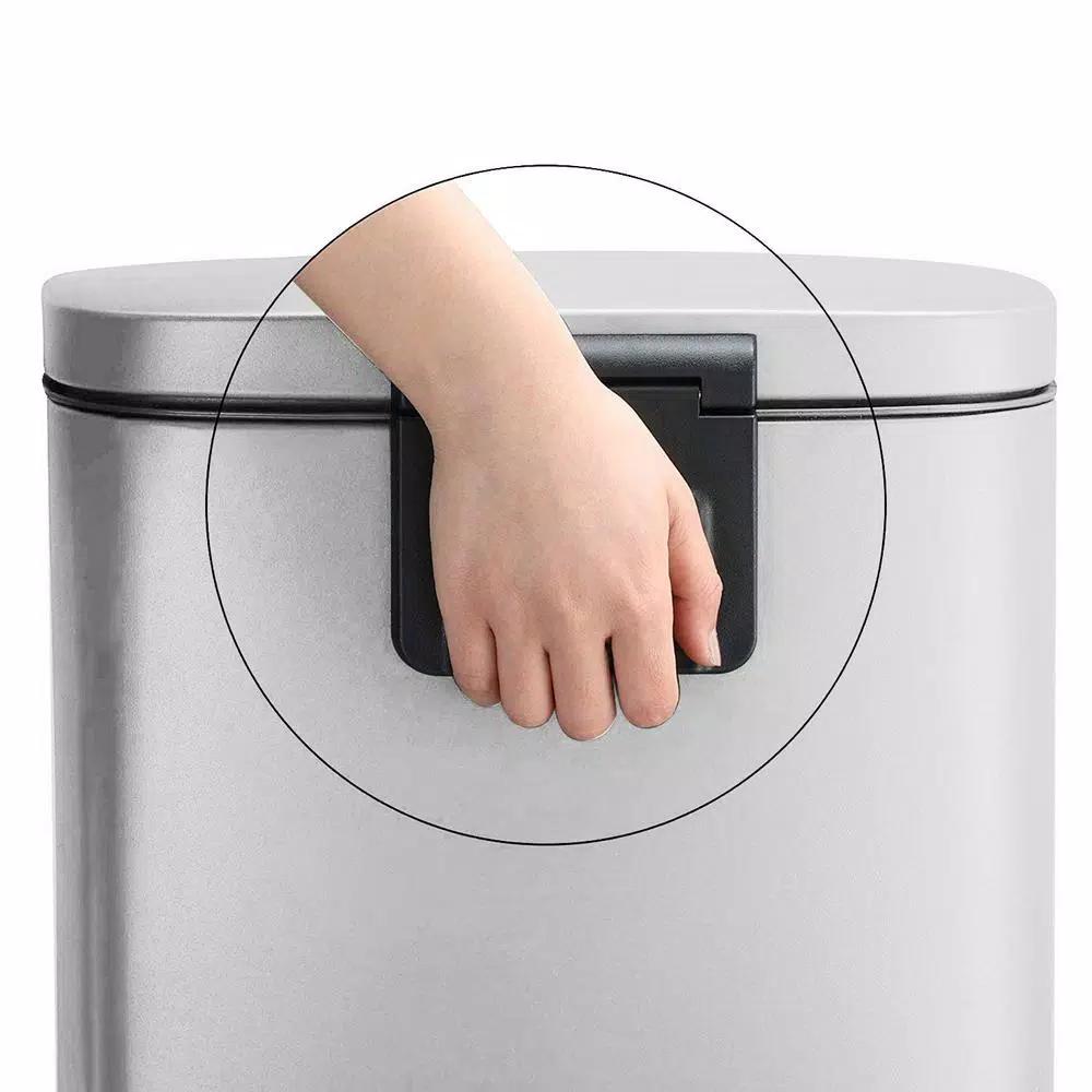 Boyel Living 13 Gallon Stainless Steel Rectangular Kitchen Step Trash Can with Silent Close Lid - Silver