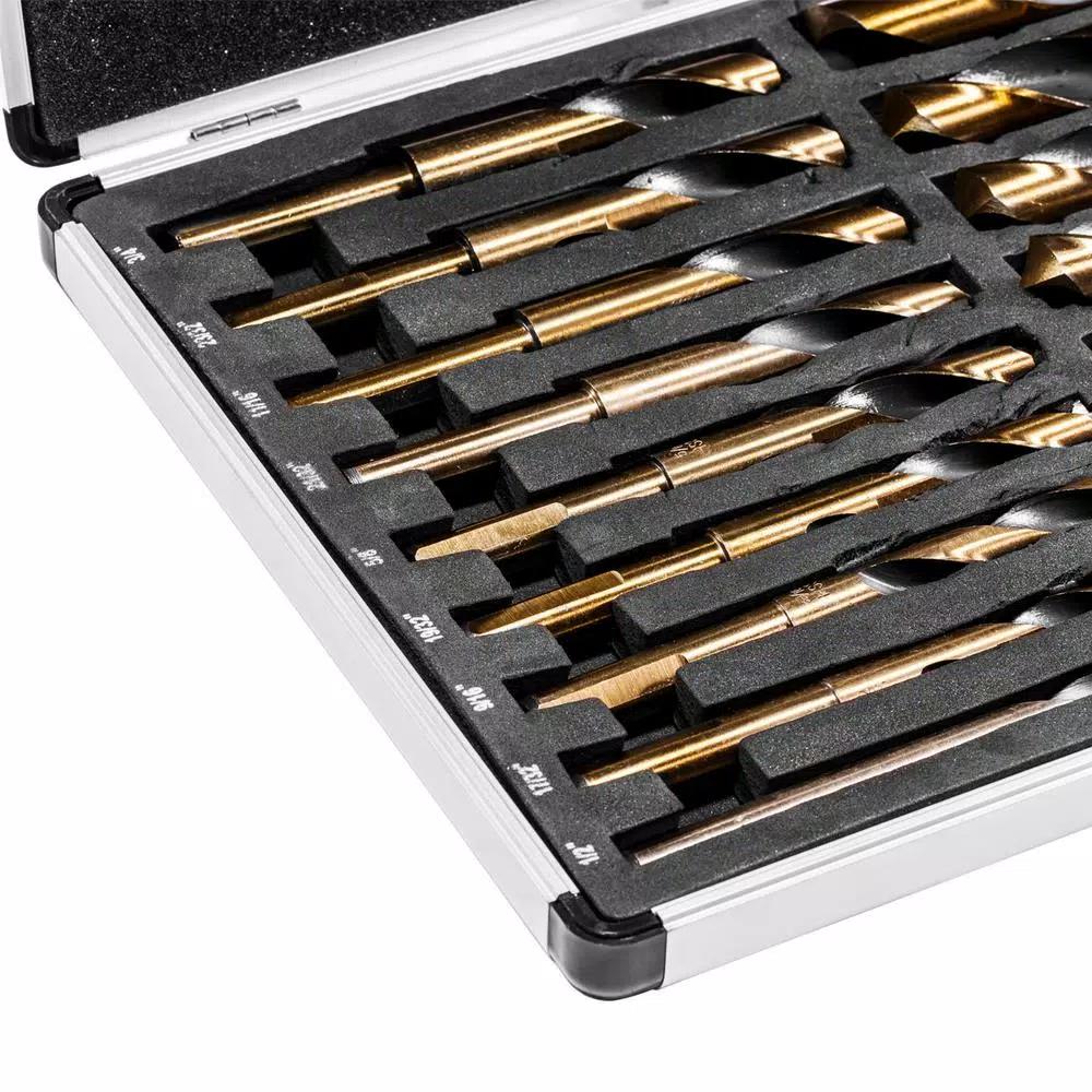 XtremepowerUS 17-Piece HSS Cobalt Silver and Deming Twist Drill Bit Set with Aluminum Storage Case