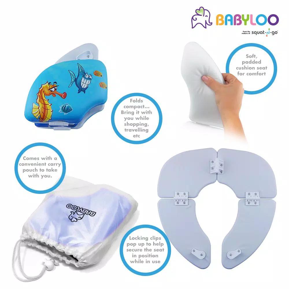 Babyloo Ocean Pattern Folding Cushioned Toilet Seat with Travel Bag for Toddlers