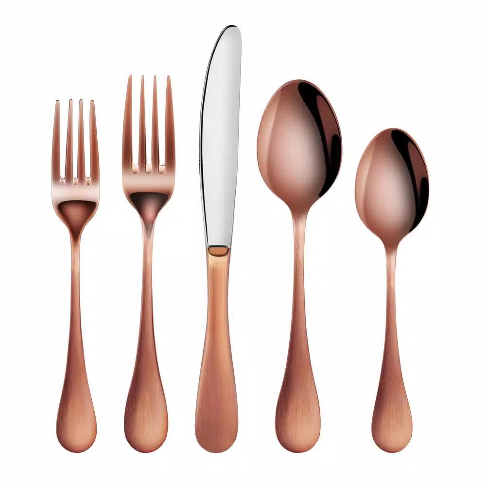Artaste Rain 20-Piece 18/10 Stainless Steel Flatware Set, Antique Copper Finish, Service for 4