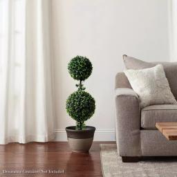 Pure Garden 36 in. Artificial Double Ball Podocarpus Topiary with Pot thumbnail 4
