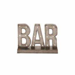 LITTON LANE Gray Bar Marquee LED Lighted Sign - Industrial Gunmetal Gray Metal Tabletop Decor thumbnail 1