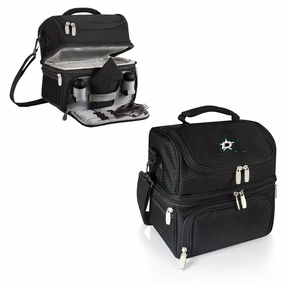 Picnic Time Pranzo Dallas Stars Black Insulated Lunch Bag and Picnic Tote with Flatware Set