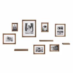 Kate and Laurel Bordeaux Natural Wood Gallery Wall Frame and Shelf Set, 10-Piece Rustic Decor Kit thumbnail 2