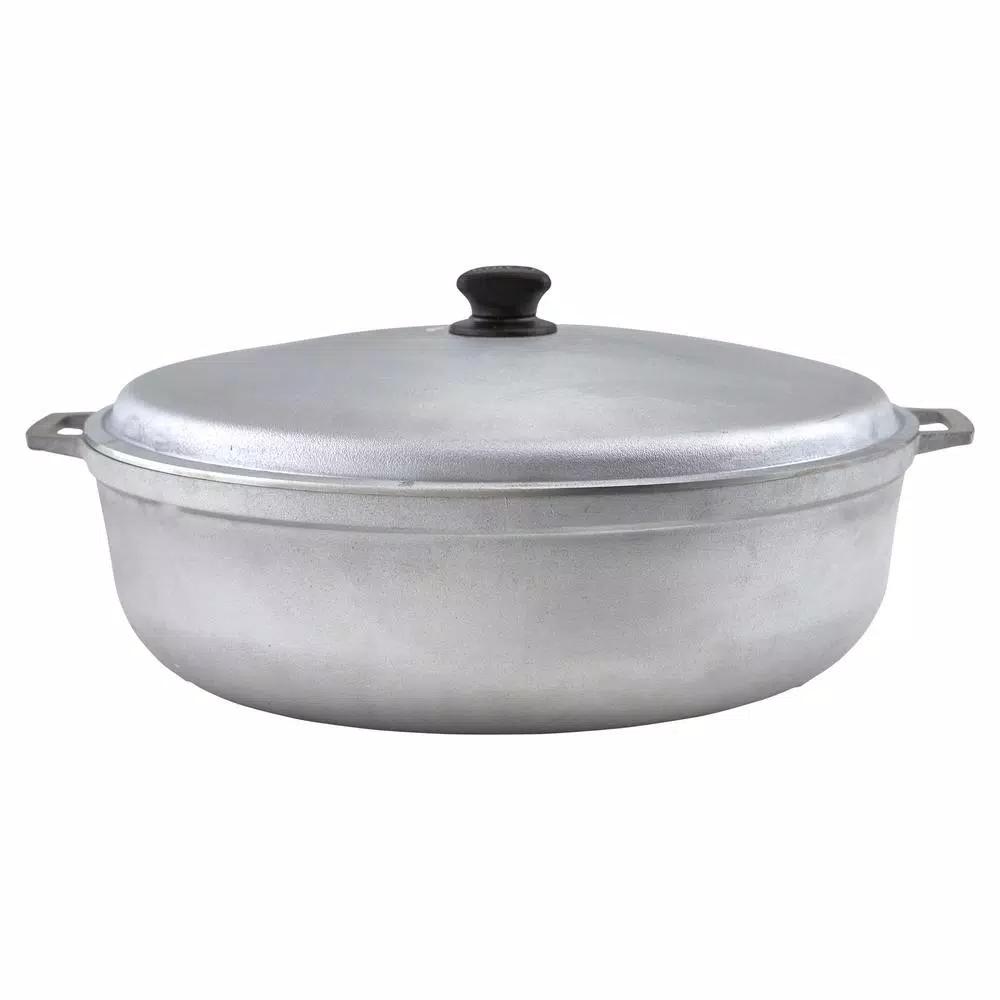 IMUSA 17.9 qt. Cast Aluminum Caldero with Natural Finish and Tight Fitting Lid