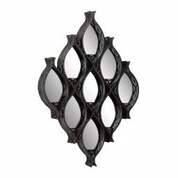 LITTON LANE Eclectic Large Black Diamond Mesh Metal Wall Sconce with Mirror Inlays thumbnail 1