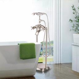 Vanity Art 40 in. Freestanding Single-Handle Claw Foot Tub Faucet with Hand Shower, Brushed Nickel thumbnail 2