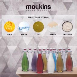 Mockins 17 oz. Glass Bottles with Swing Top Stoppers, Funnel, Brush, and Gold Marker (Set of 12) thumbnail 7