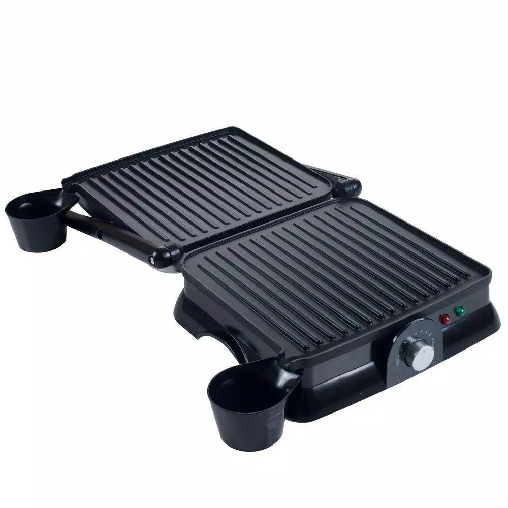 Chef Buddy 1400W Large Non-Stick Panini Press and Countertop Grill, Silver