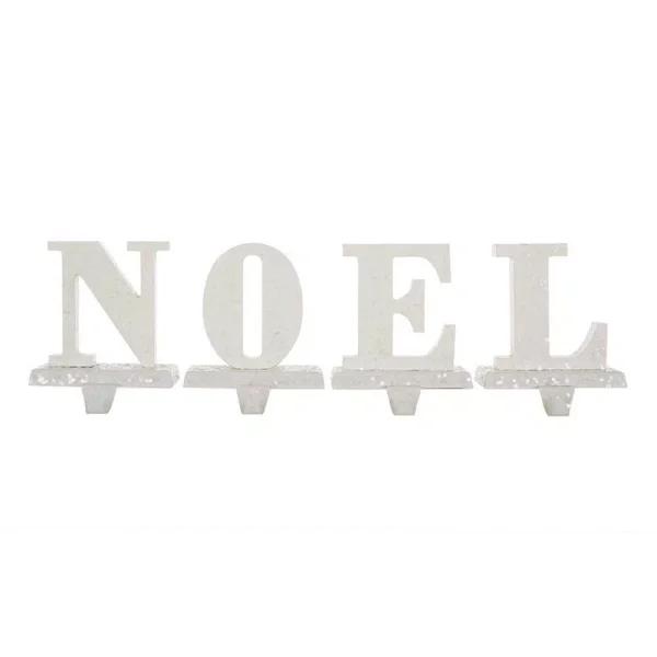 Glitzhome NOEL Wooden and Metal Christmas Stocking Holders, Set of 4