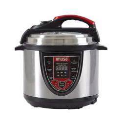 IMUSA 5 Qt. Electric Pressure Cooker, Silver and Red with Digital Display thumbnail 1