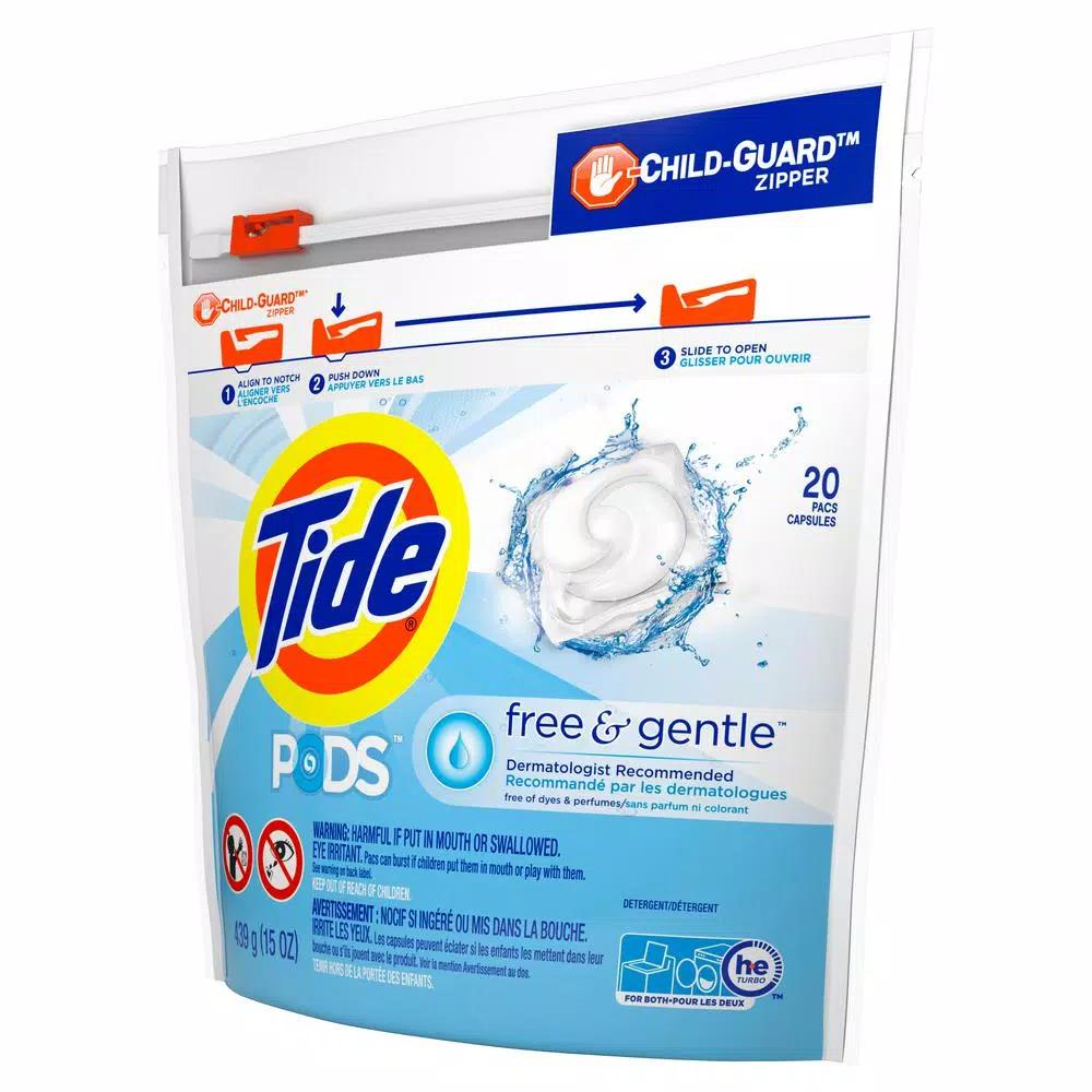 Tide PODS Free and Gentle Unscented Laundry Detergent Pods, 20-Count (6-Pack)