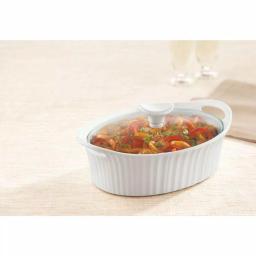 Corningware French White 1.5-Qt Oval Ceramic Casserole Dish with Glass Lid thumbnail 6