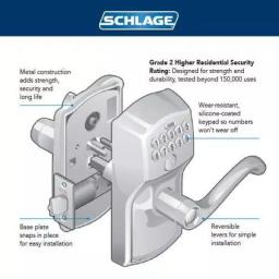 Schlage Elan Satin Chrome Electronic Keypad Door Lever with Plymouth Trim and Flex Lock thumbnail 5