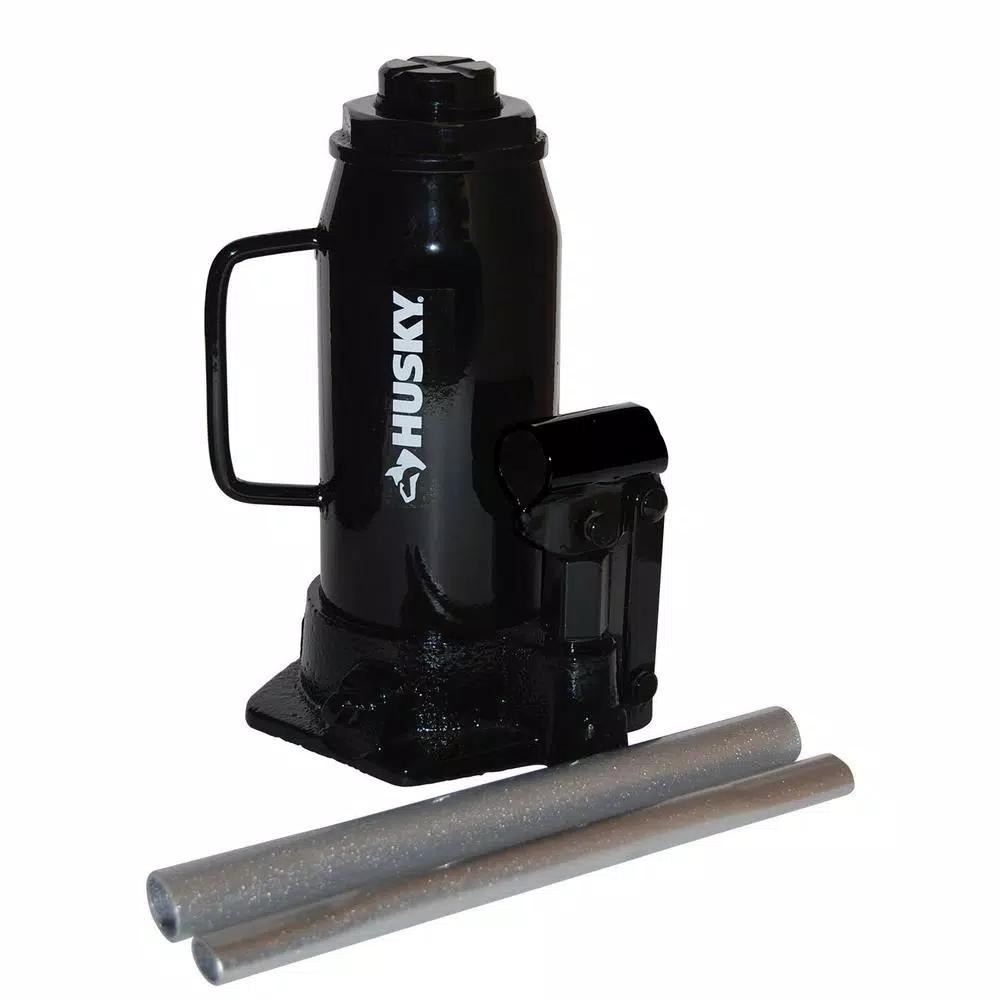 Husky 12-Ton Hydraulic Bottle Jack, 24,000 lb. Capacity, 9.5 in. to 18.4 in. Lift Range
