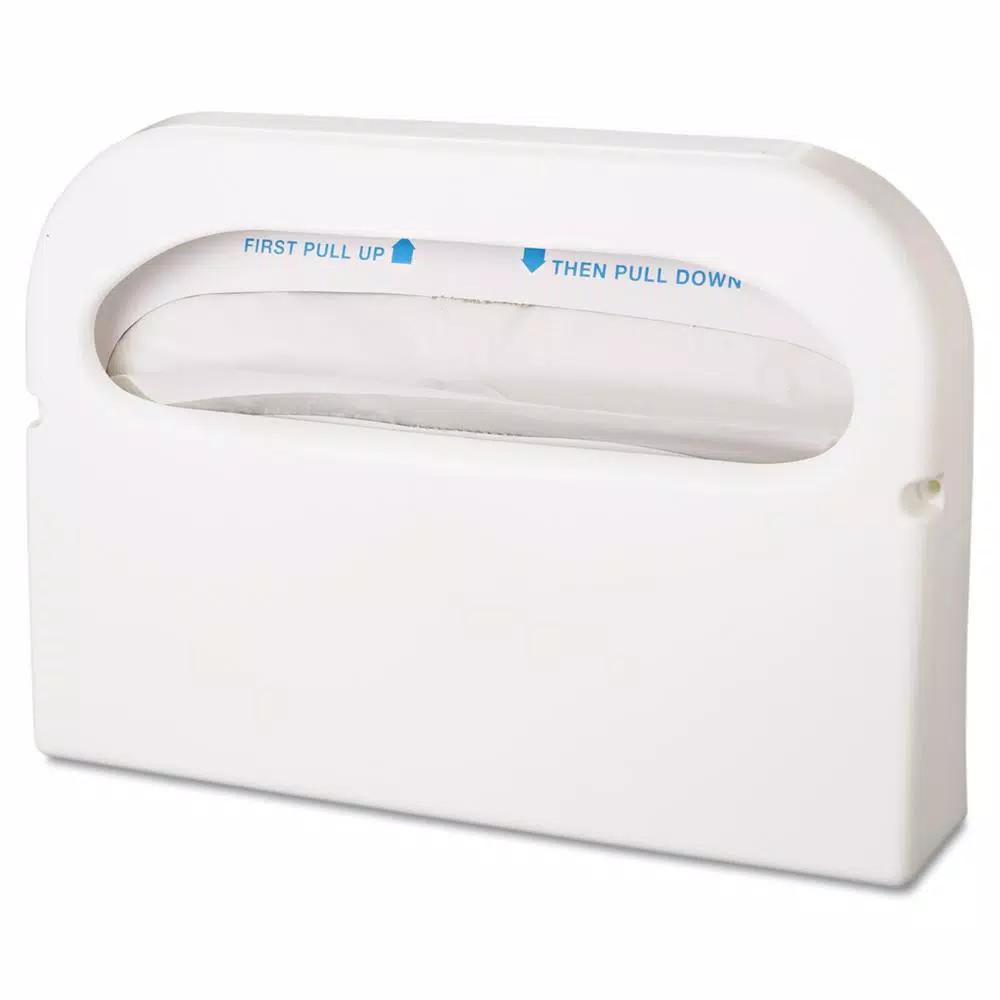 HOSPECO White Plastic Half-Fold Toilet Seat Cover Dispenser, 16 x 11.5 in.