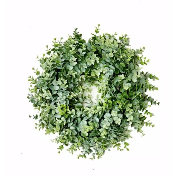 Worth Imports 16 in. Artificial Silvery Eucalyptus Wreath, Green Round Decorative Wreath