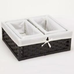 Household Essentials Black Paper Rope Wicker Utility Basket Set of 3 with Washable Cotton Liners thumbnail 3