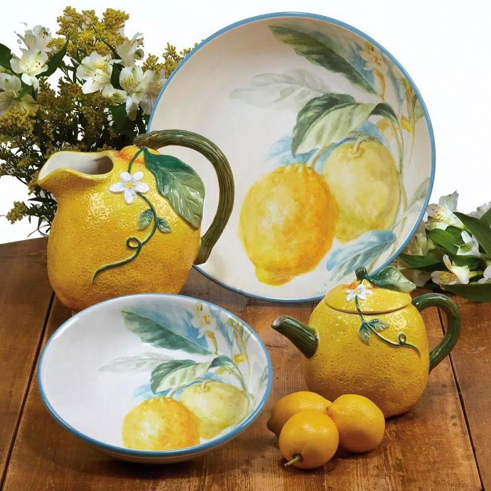 Certified International Citron 72 oz. 3-D Lemon Ceramic Pitcher