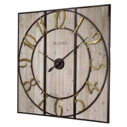 Bulova Vermont Country Store 45 in. Oversized 3-Panel Square Gallery Wall Clock - Weathered Grey Wood & Metal thumbnail 3