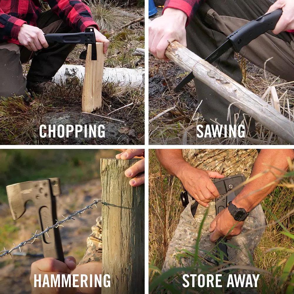 Camillus Camtrax 3-in-1 Hatchet, Folding Saw, and Hammer with Glass Filled Nylon Handle