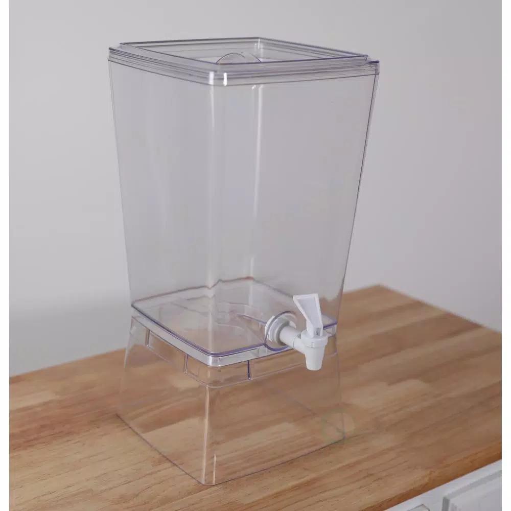 Basicwise Stackable Juice and Water Beverage Dispenser Set, 2-Piece Clear Plastic Serveware