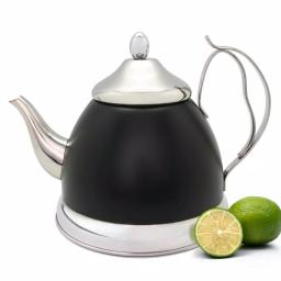 Creative Home Nobili-Tea 2 qt. Opaque Black Stainless Steel Tea Kettle with Removable Infuser Basket thumbnail 2