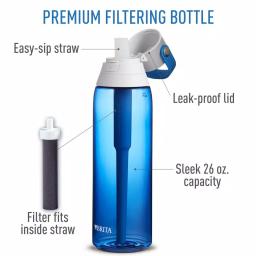 Brita Premium 26 oz. Sapphire Blue Filtering Water Bottle, BPA-Free with 1 Filter thumbnail 3